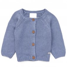 D07154: Baby Blue Marl Cotton Knit Cardigan (0-12 Months)